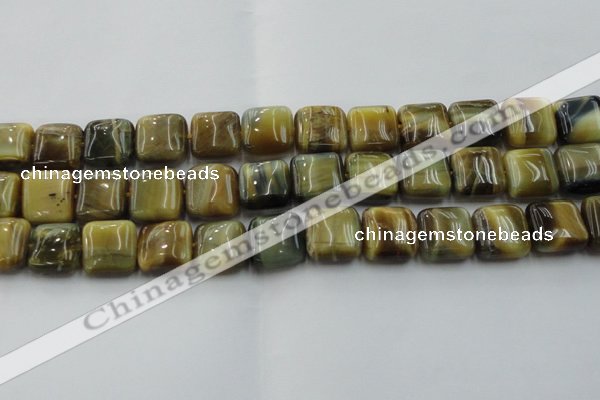 CTE1566 15.5 inches 16*16mm square golden & blue tiger eye beads wholesale