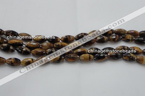 CTE1580 15.5 inches 8*12mm faceted rice yellow tiger eye beads