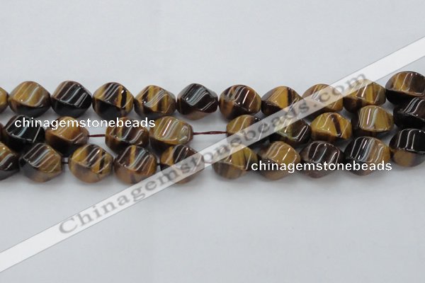 CTE1593 15.5 inches 15*20mm twisted rice yellow tiger eye beads