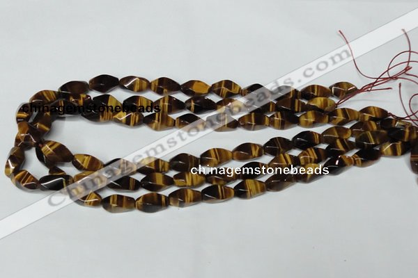 CTE171 15.5 inches 6*12mm twisted rice yellow tiger eye gemstone beads