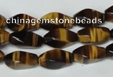 CTE172 15.5 inches 8*16mm twisted rice yellow tiger eye gemstone beads