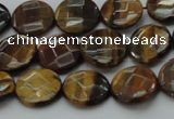 CTE1724 15.5 inches 10mm faceted coin yellow tiger eye beads