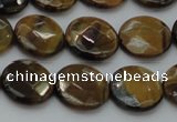 CTE1725 15.5 inches 12mm faceted coin yellow tiger eye beads