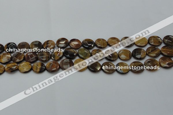 CTE1725 15.5 inches 12mm faceted coin yellow tiger eye beads