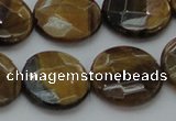 CTE1728 15.5 inches 18mm faceted coin yellow tiger eye beads