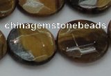 CTE1729 15.5 inches 20mm faceted coin yellow tiger eye beads