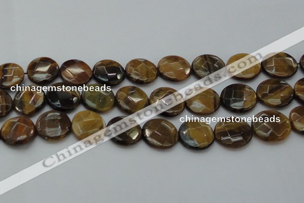 CTE1729 15.5 inches 20mm faceted coin yellow tiger eye beads