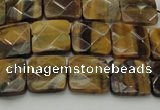 CTE1731 15.5 inches 10*10mm faceted square yellow tiger eye beads