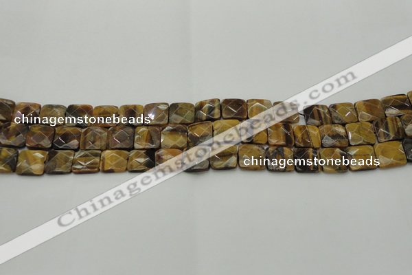 CTE1731 15.5 inches 10*10mm faceted square yellow tiger eye beads