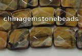 CTE1732 15.5 inches 12*12mm faceted square yellow tiger eye beads