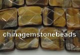 CTE1733 15.5 inches 14*14mm faceted square yellow tiger eye beads