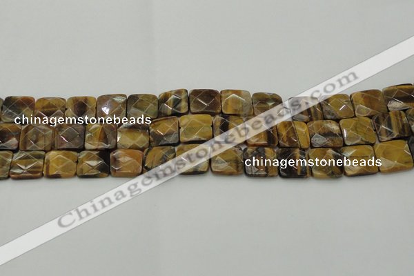 CTE1733 15.5 inches 14*14mm faceted square yellow tiger eye beads