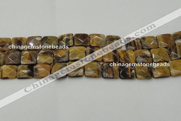 CTE1735 15.5 inches 18*18mm faceted square yellow tiger eye beads