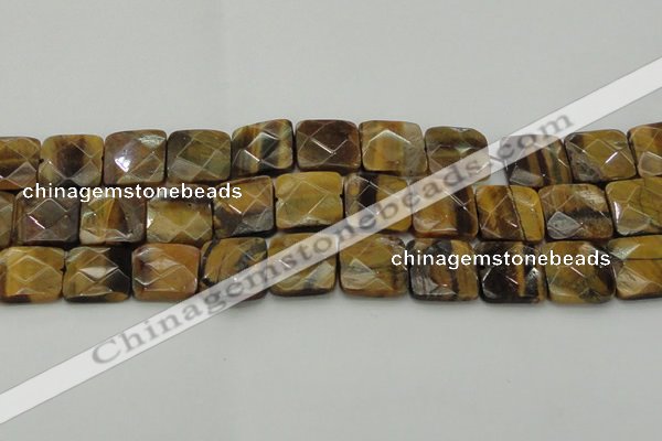 CTE1736 15.5 inches 20*20mm faceted square yellow tiger eye beads