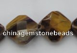 CTE1738 15.5 inches 20*20mm faceted diamond yellow tiger eye beads