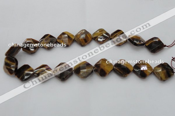 CTE1738 15.5 inches 20*20mm faceted diamond yellow tiger eye beads