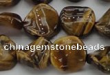 CTE1742 15.5 inches 16mm twisted coin yellow tiger eye beads