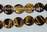 CTE175 15.5 inches 10mm flat round yellow tiger eye gemstone beads