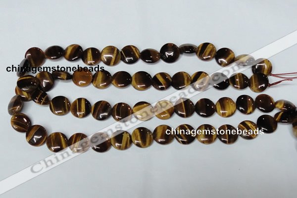 CTE175 15.5 inches 10mm flat round yellow tiger eye gemstone beads