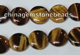 CTE176 15.5 inches 12mm flat round yellow tiger eye gemstone beads