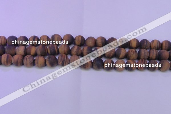 CTE1770 15.5 inches 4mm round matte yellow tiger eye beads