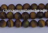 CTE1810 15.5 inches 4mm round matte yellow iron tiger beads