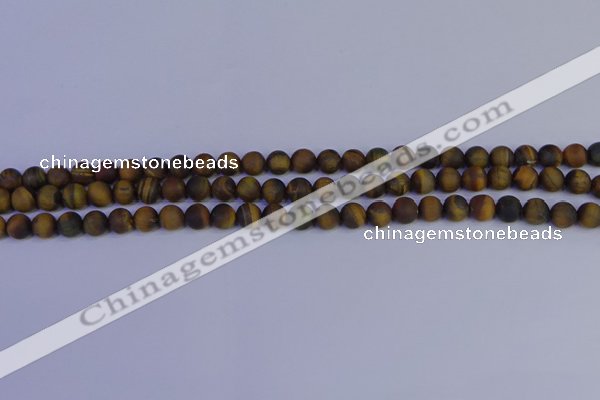 CTE1810 15.5 inches 4mm round matte yellow iron tiger beads