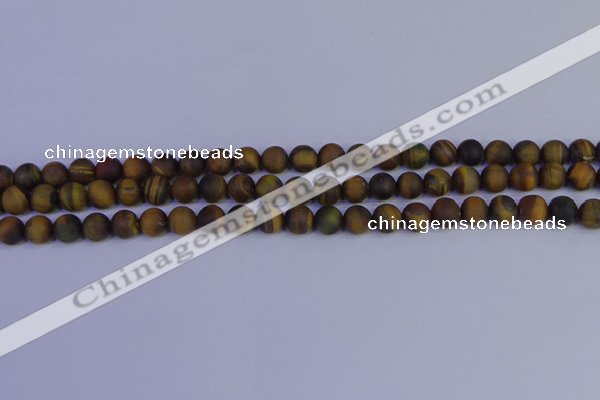 CTE1811 15.5 inches 6mm round matte yellow iron tiger beads