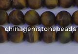 CTE1812 15.5 inches 8mm round matte yellow iron tiger beads