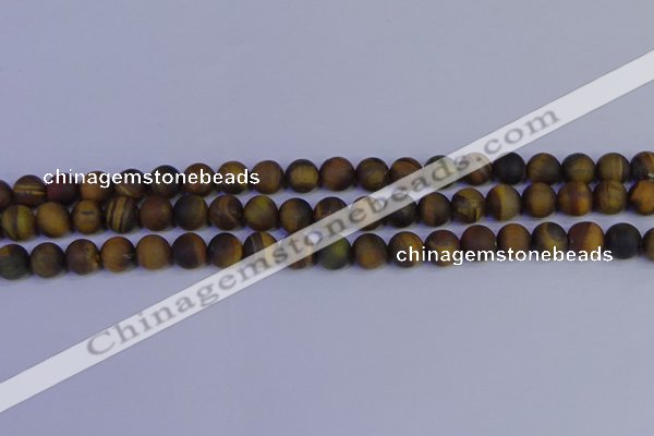 CTE1812 15.5 inches 8mm round matte yellow iron tiger beads