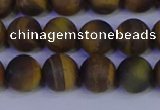 CTE1813 15.5 inches 10mm round matte yellow iron tiger beads