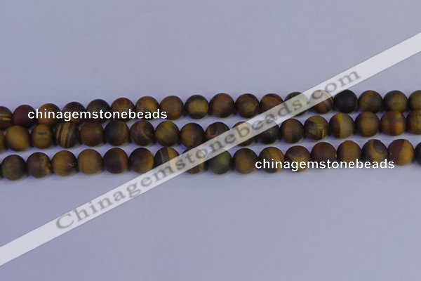 CTE1813 15.5 inches 10mm round matte yellow iron tiger beads