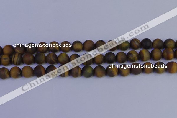 CTE1814 15.5 inches 12mm round matte yellow iron tiger beads