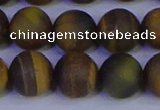 CTE1815 15.5 inches 14mm round matte yellow iron tiger beads