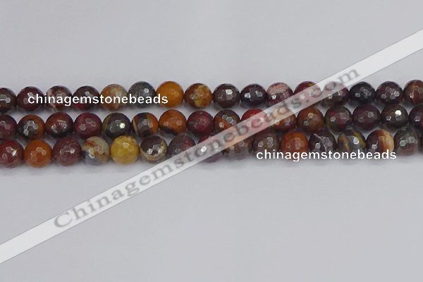 CTE1822 15.5 inches 12mm faceted round red iron tiger beads