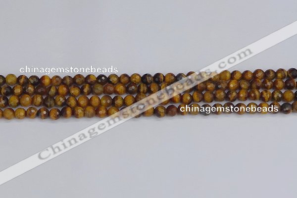 CTE1826 15.5 inches 4mm faceted round yellow tiger eye beads