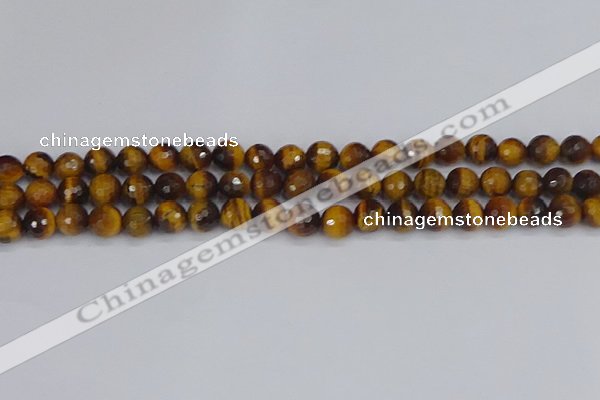 CTE1828 15.5 inches 8mm faceted round yellow tiger eye beads