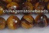 CTE1830 15.5 inches 12mm faceted round yellow tiger eye beads