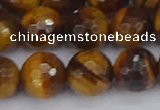 CTE1830 15.5 inches 12mm faceted round yellow tiger eye beads