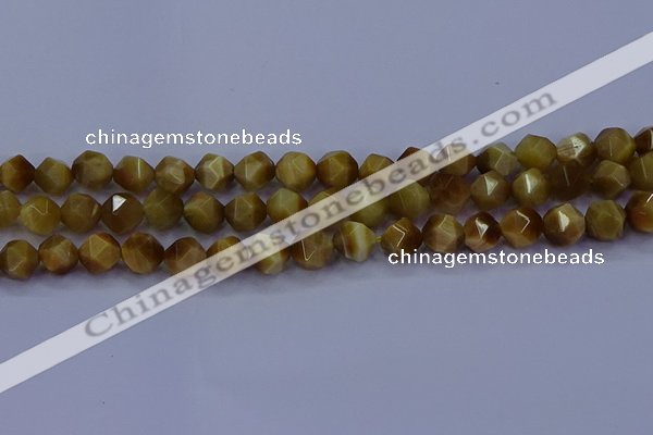 CTE1902 15.5 inches 8mm faceted nuggets golden tiger eye beads