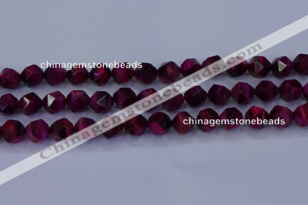 CTE1908 15.5 inches 10mm faceted nuggets red tiger eye beads