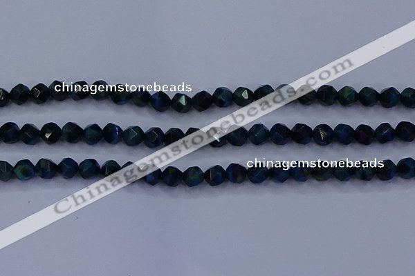 CTE1911 15.5 inches 6mm faceted nuggets blue tiger eye beads