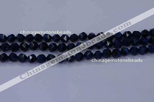 CTE1912 15.5 inches 8mm faceted nuggets blue tiger eye beads