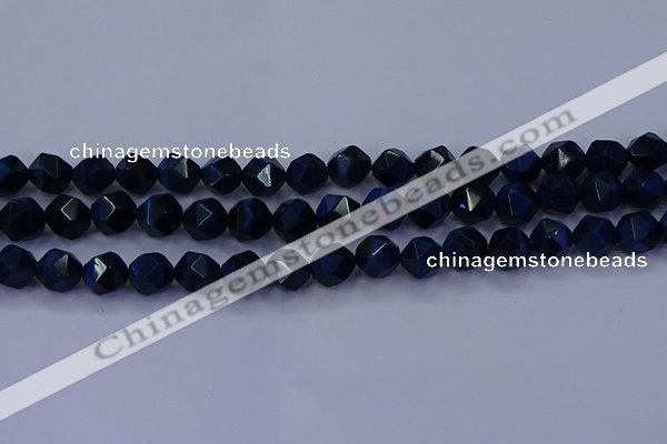 CTE1913 15.5 inches 10mm faceted nuggets blue tiger eye beads