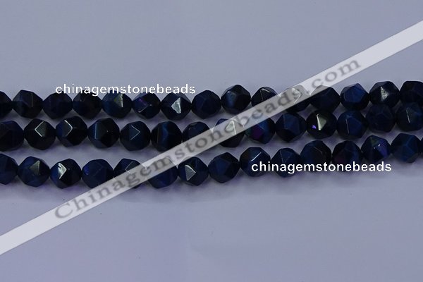 CTE1914 15.5 inches 12mm faceted nuggets blue tiger eye beads