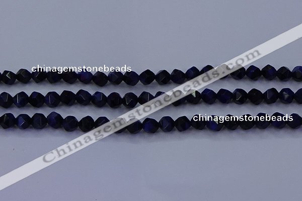 CTE1916 15.5 inches 6mm faceted nuggets blue tiger eye beads