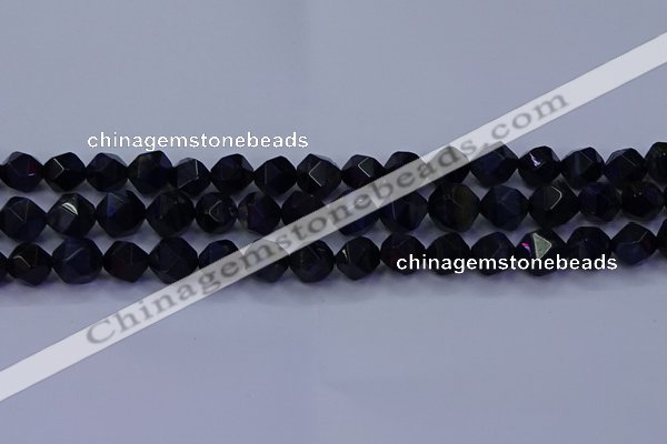 CTE1917 15.5 inches 8mm faceted nuggets blue tiger eye beads