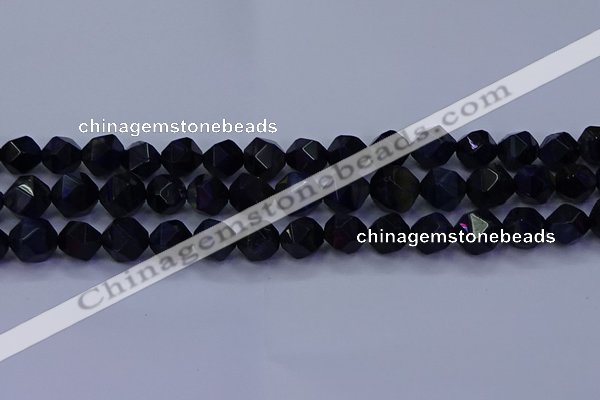 CTE1918 15.5 inches 10mm faceted nuggets blue tiger eye beads