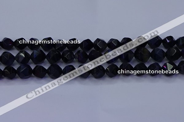 CTE1919 15.5 inches 12mm faceted nuggets blue tiger eye beads