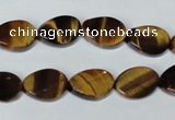 CTE192 15.5 inches 10*14mm twisted oval yellow tiger eye gemstone beads